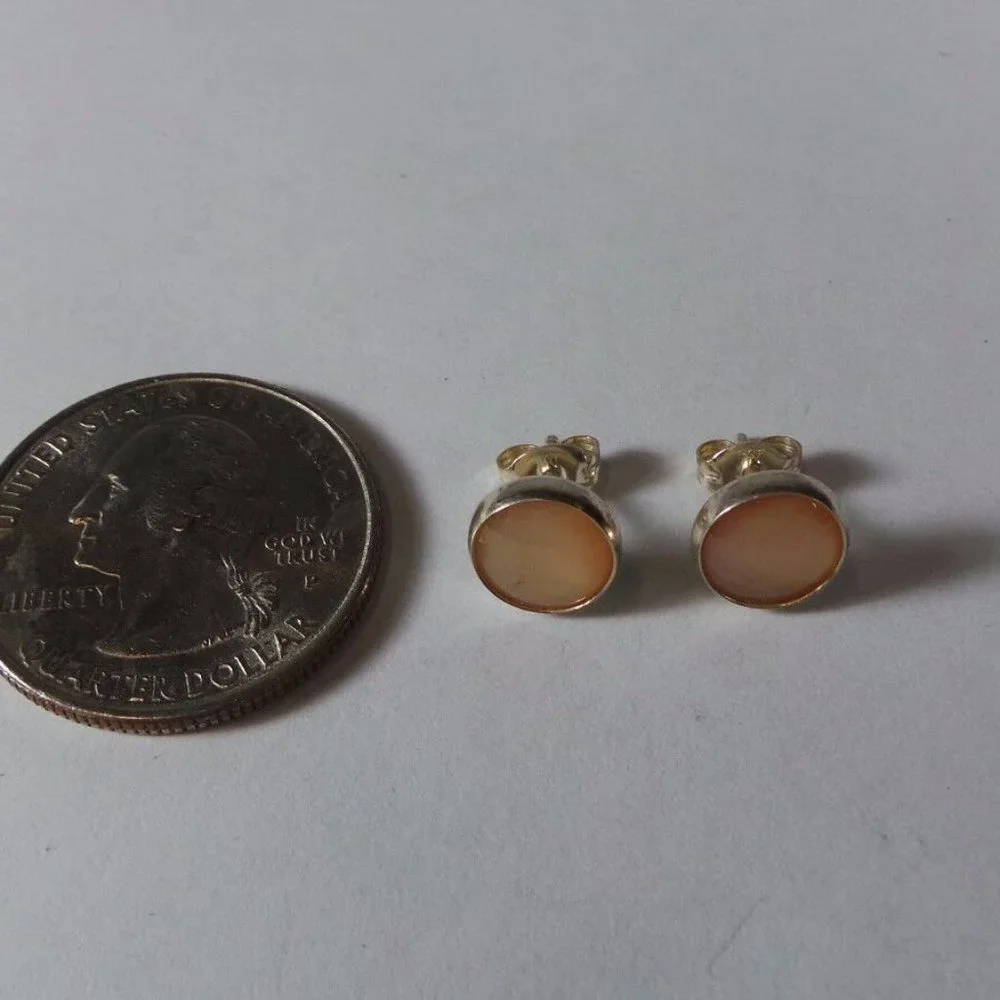 Handmade Indian Sterling Silver Earrings with Cats Eye Gemstone